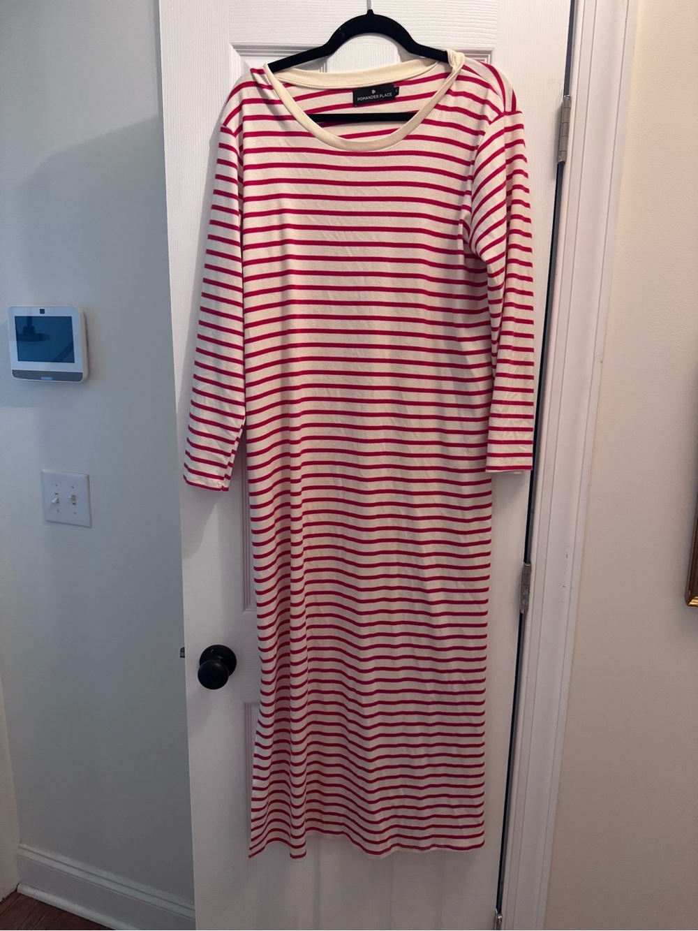 Pomander Place Red and Cream Striped Maxi Dress